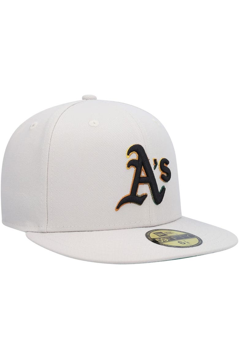 Men's New Era Khaki Oakland Athletics Stone Dim Undervisor 59FIFTY Fitted Hat, Alternate, color, Khaki