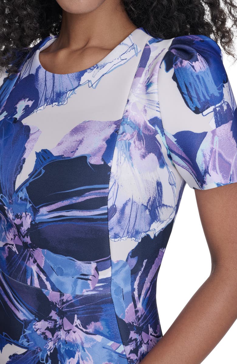 Calvin Klein Floral Short Sleeve Sheath Dress, Alternate, color, Spring Mist Multi