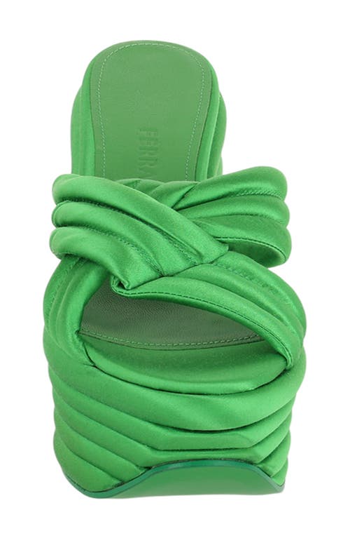 Ferragamo Sculptural Platform Heel Sandal In Green