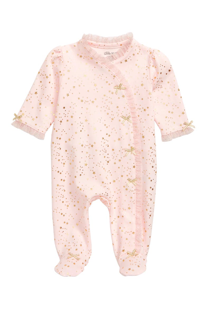 Gold Stars Footie, Main, color, BARELY PINK/ GOLD