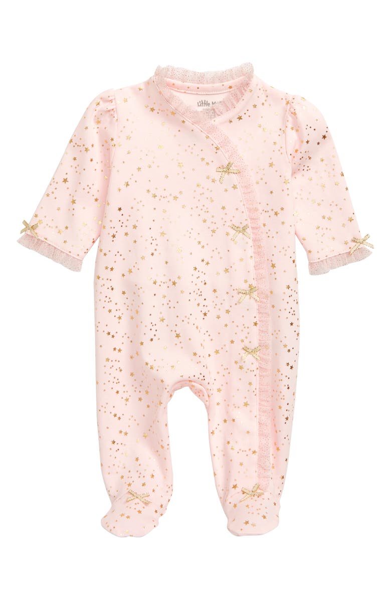Little Me Gold Stars Footie, Main, color, 