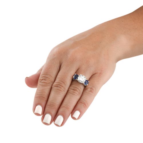 Bliss Diamond Certified 4ct Diamond & Blue Sapphire Engagement Ring 14k Gold Lab Grown In 14k White Gold