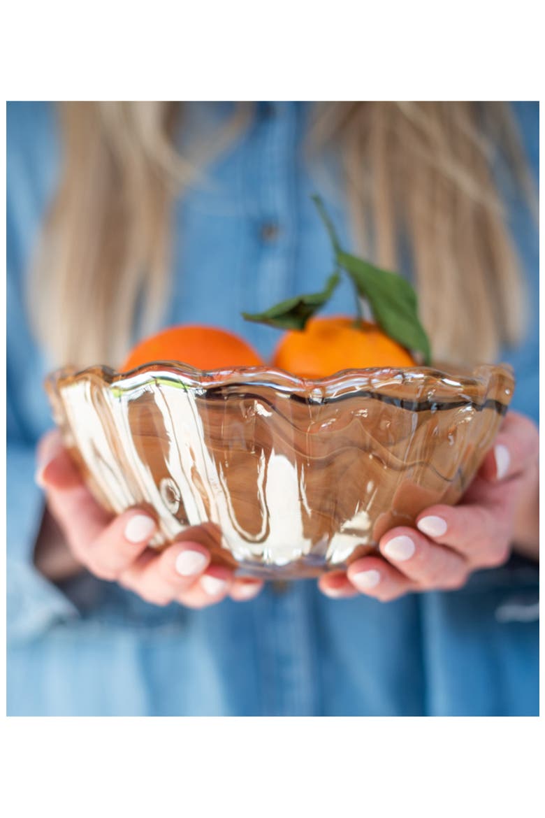 Onda Small Glass Bowl, Alternate, color, BROWN