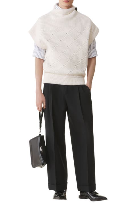 Diamond Detail Sleeveless Wool Sweater