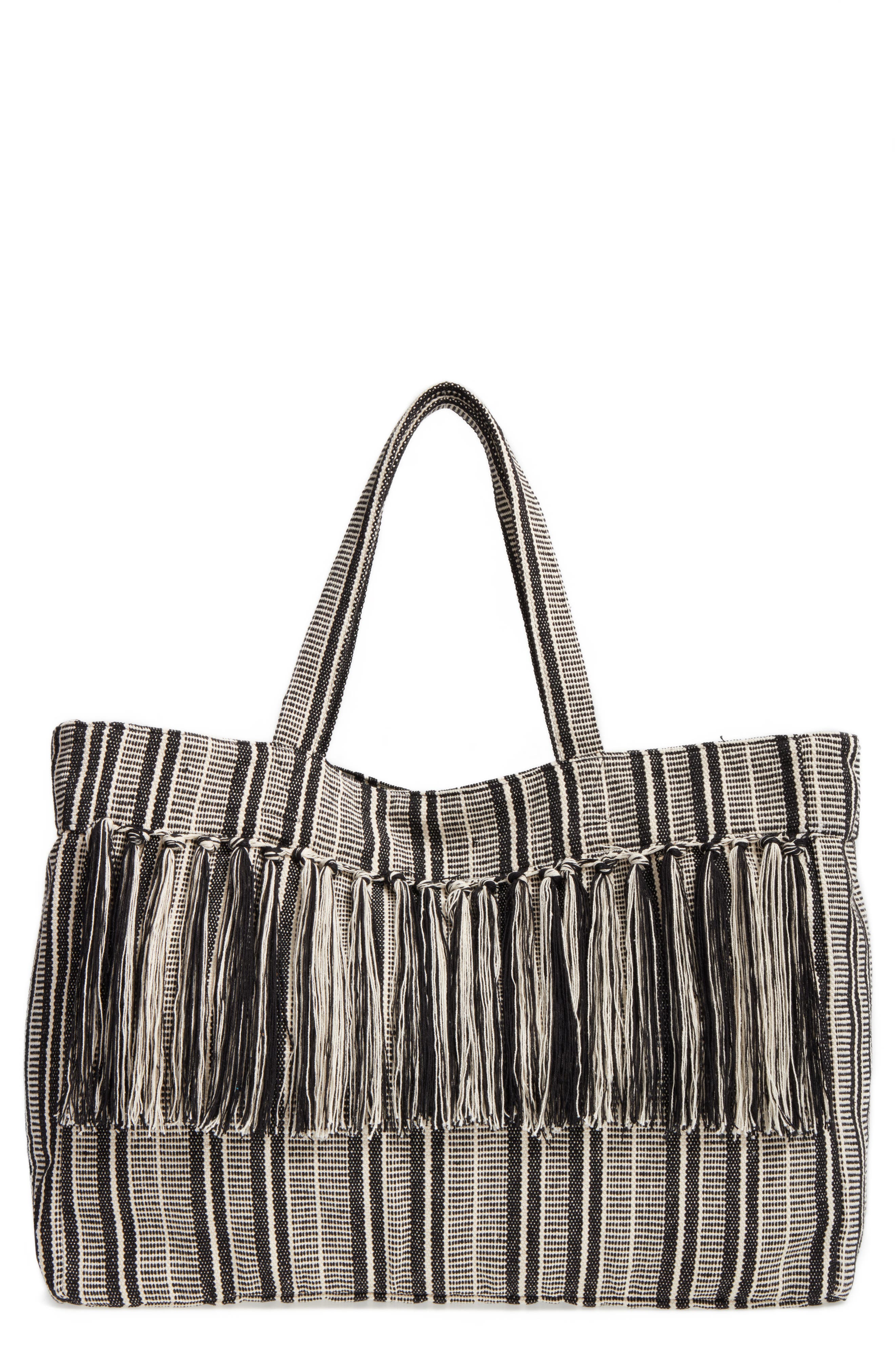 Sole Society Hendrix Stripe Canvas Tote, Main, color, 