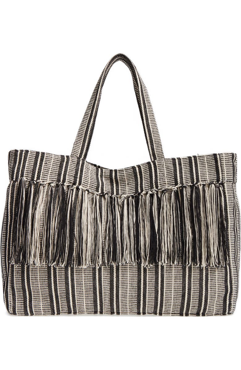 Sole Society Hendrix Stripe Canvas Tote, Main, color,