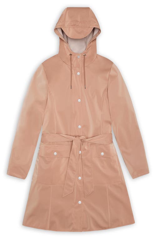 Rains Curve Waterproof Belted Jacket In Brown