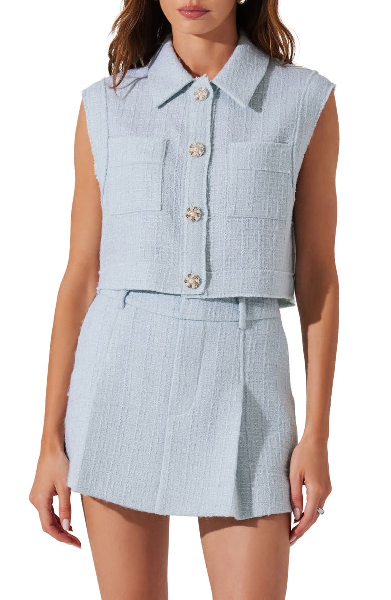 ASTR the Label Jhene Sleeveless Wool Blend Tweed Top, Main, color, 