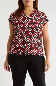 Anne Klein Print V-Neck Top