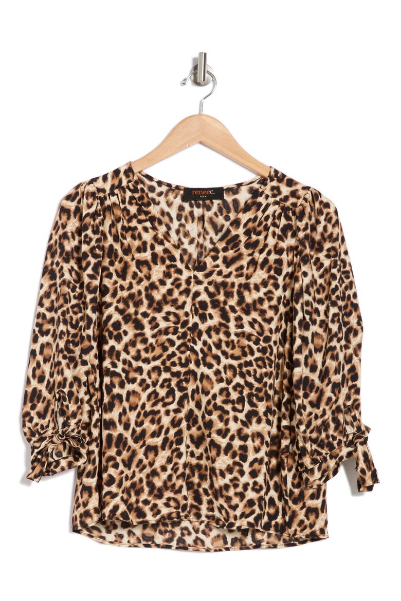 Leopard Print Top, Alternate, color, CHOCOLATE
