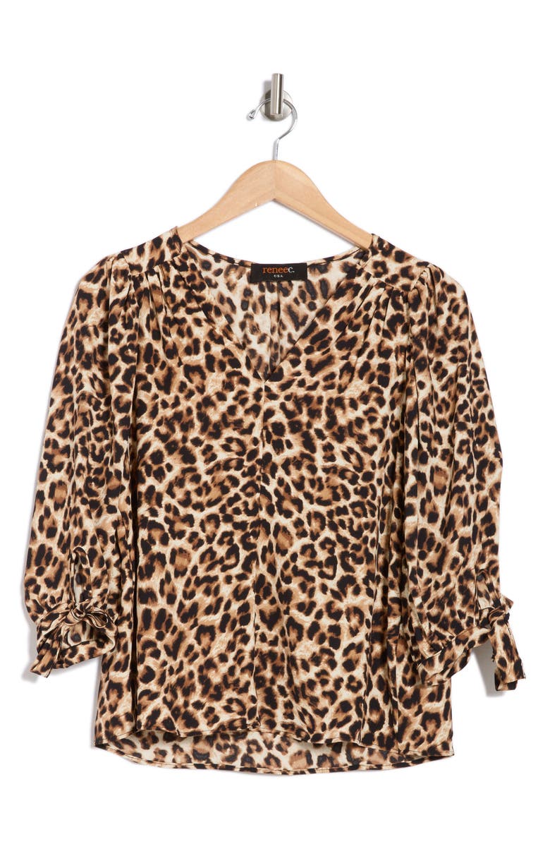 Renee C Leopard Print Top, Alternate, color, Chocolate