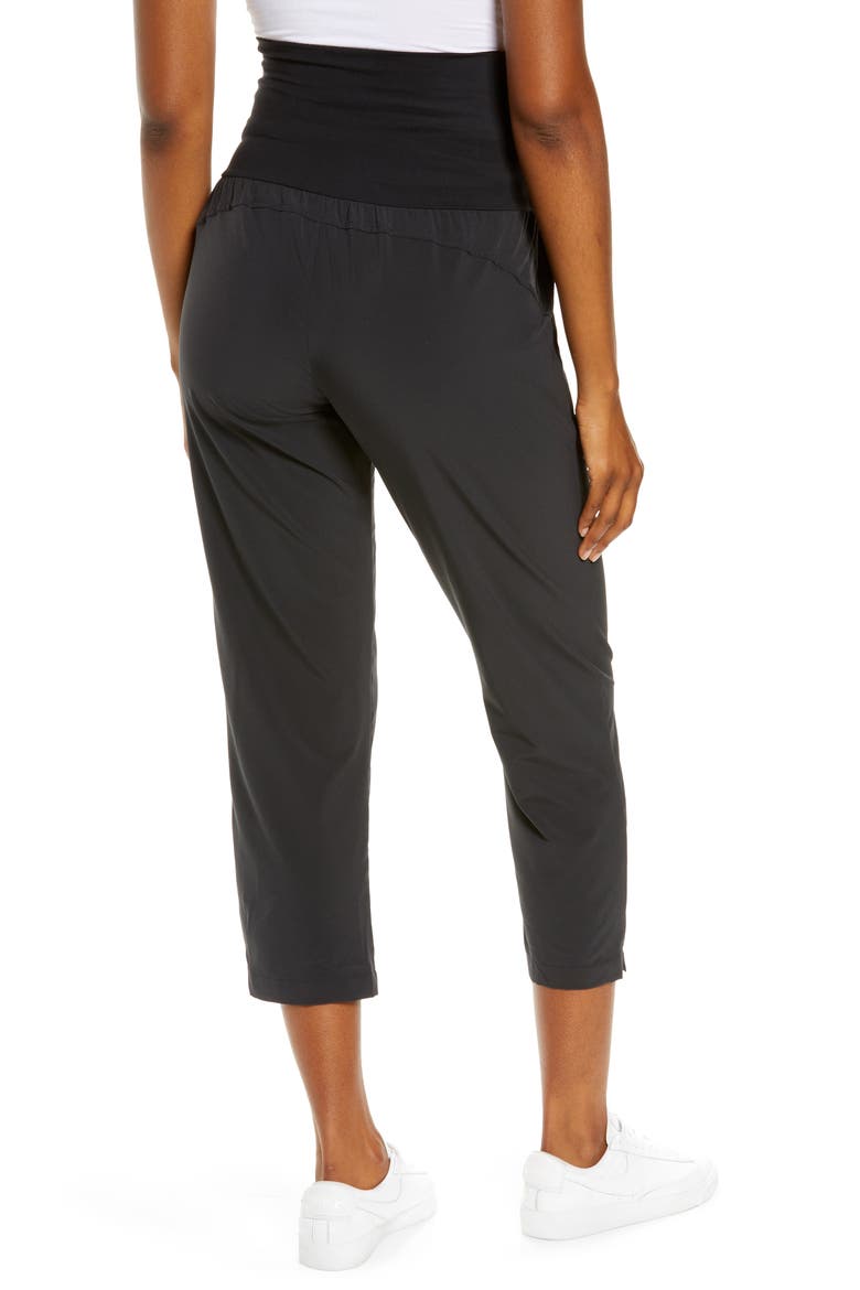 Getaway Crop Maternity Pants, Alternate, color, BLACK