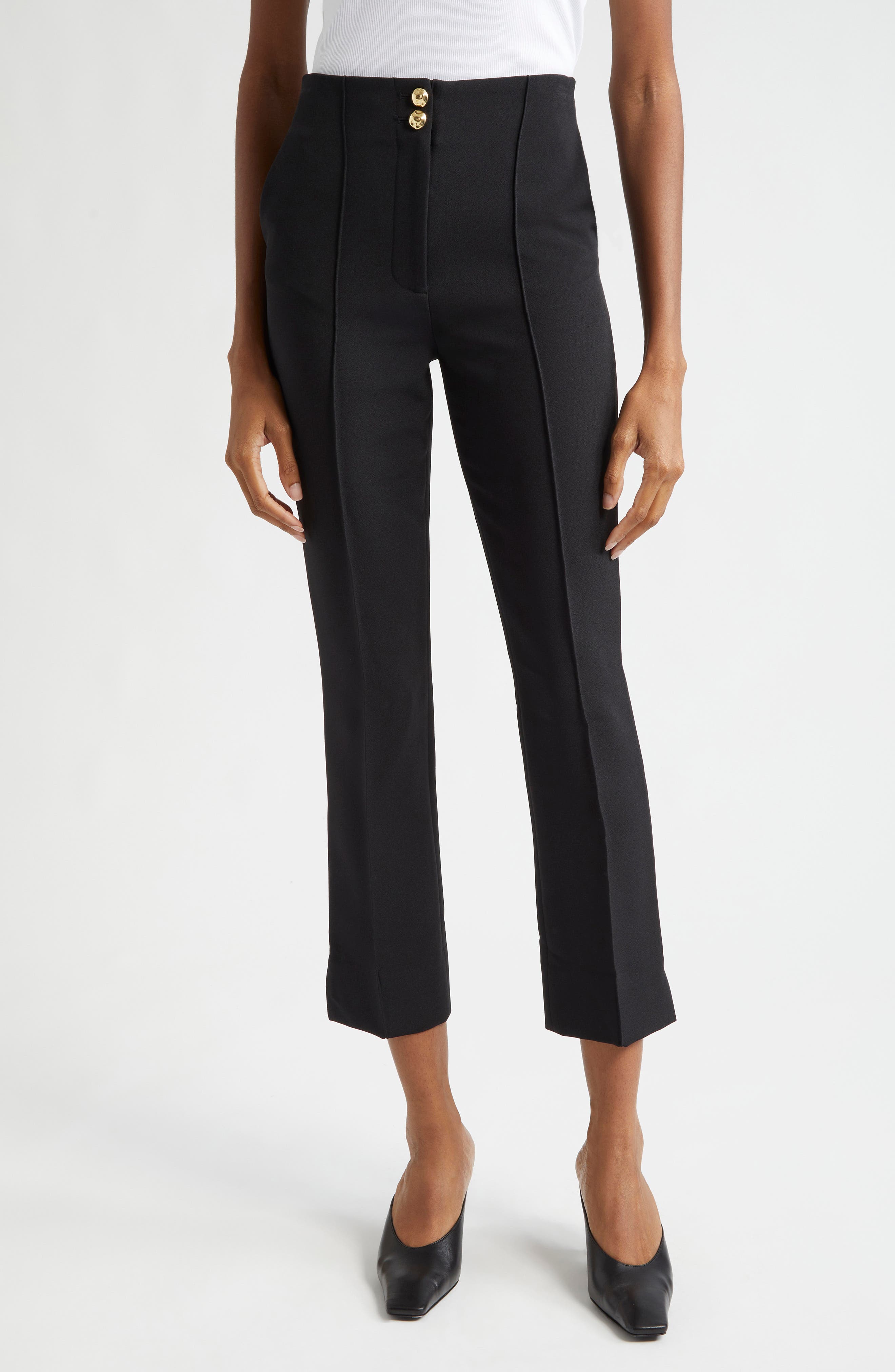 Veronica Beard Kean Pintuck Flare Leg Crop Pants
