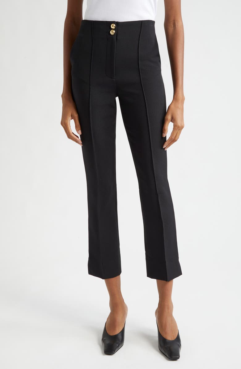 Veronica Beard Kean Pintuck Flare Leg Crop Pants, Main, color, Black