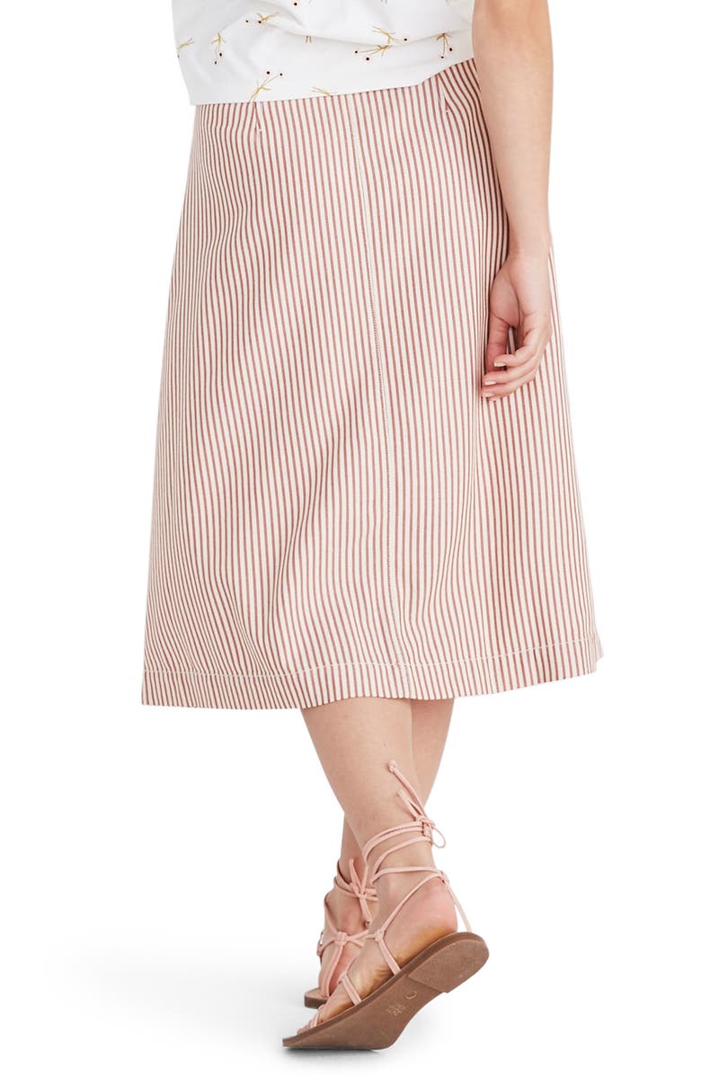 Madewell Patio Stripe Button Front Midi Skirt, Alternate, color,