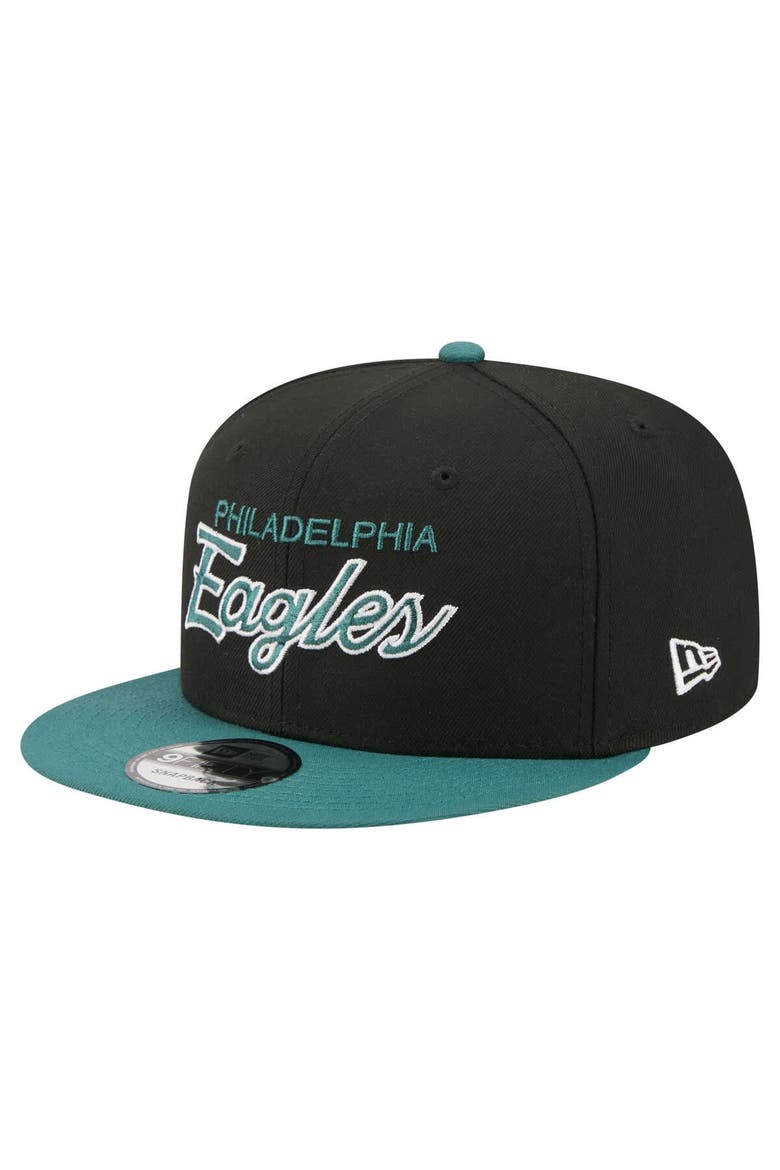 Men's New Era  Black Philadelphia Eagles Core Team Script 9FIFTY Snapback Hat, Main, color, Black