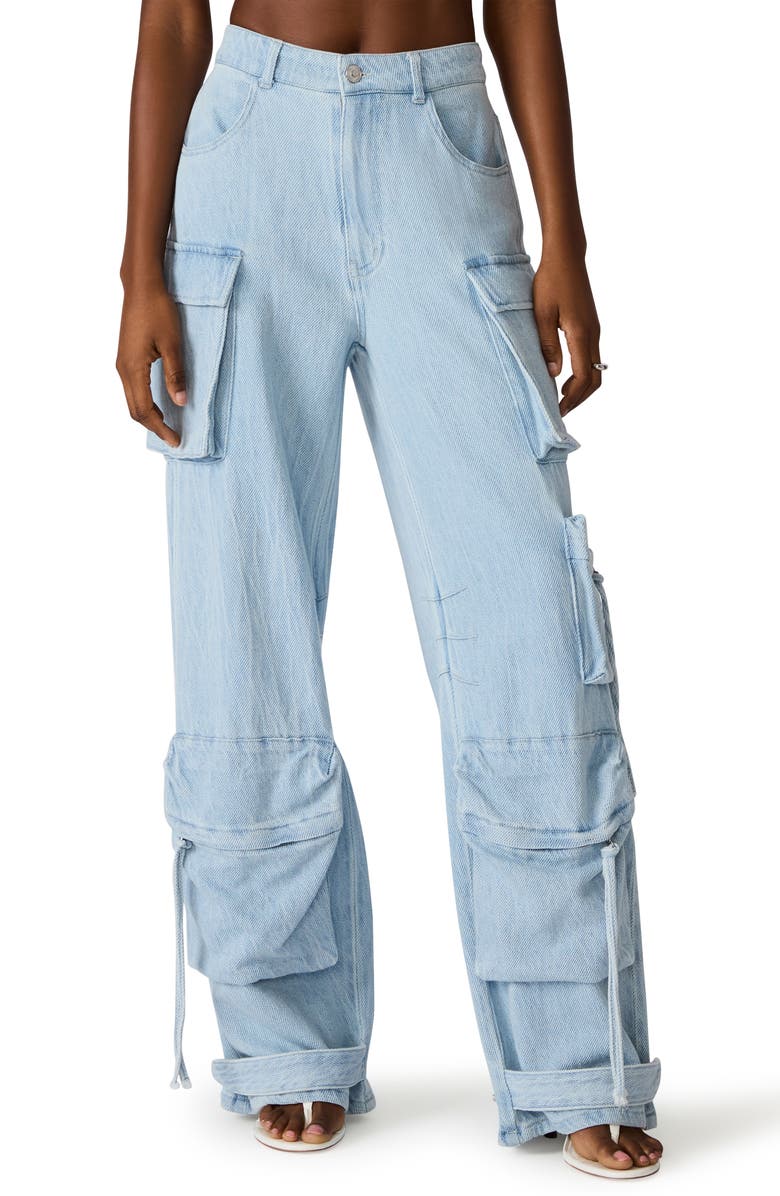 Steve Madden Cargo Jeans, Main, color, Faded Blue