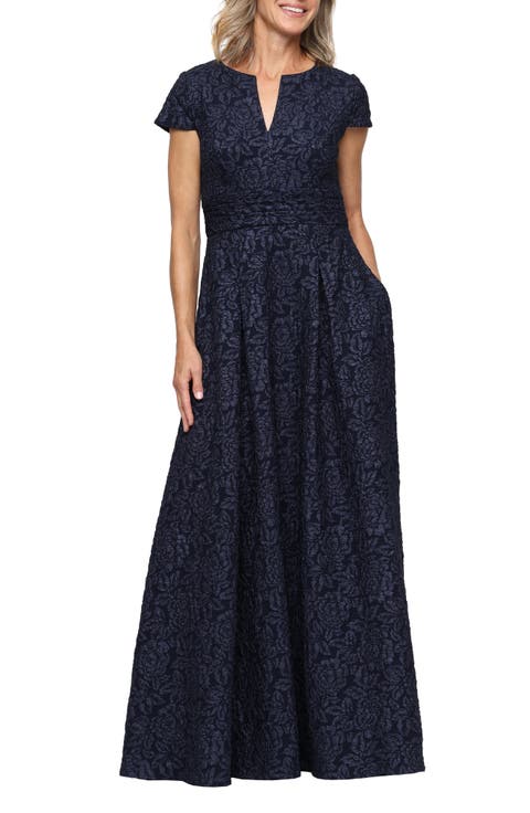 Alex Evenings Floral Jacquard Ballgown (Petite)