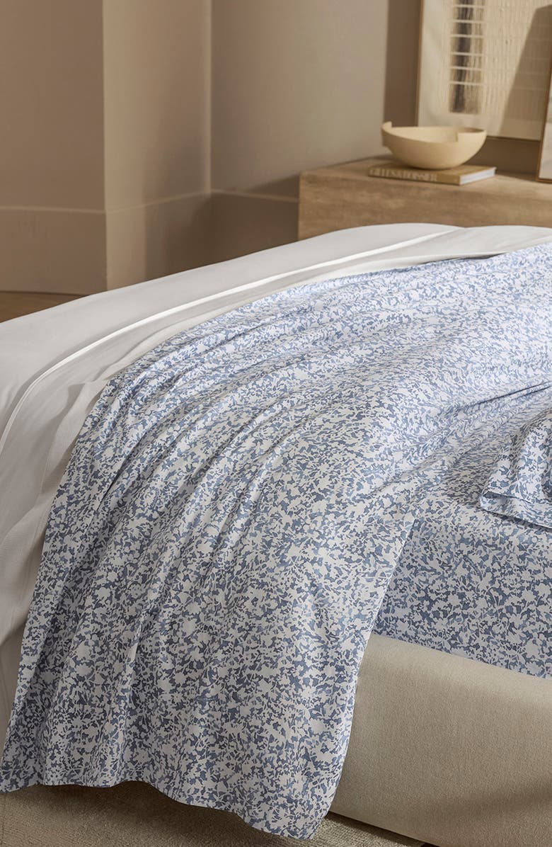 Boll & Branch Signature Garden Print Hemmed Organic Cotton Sheet Set, Alternate, color, Bay