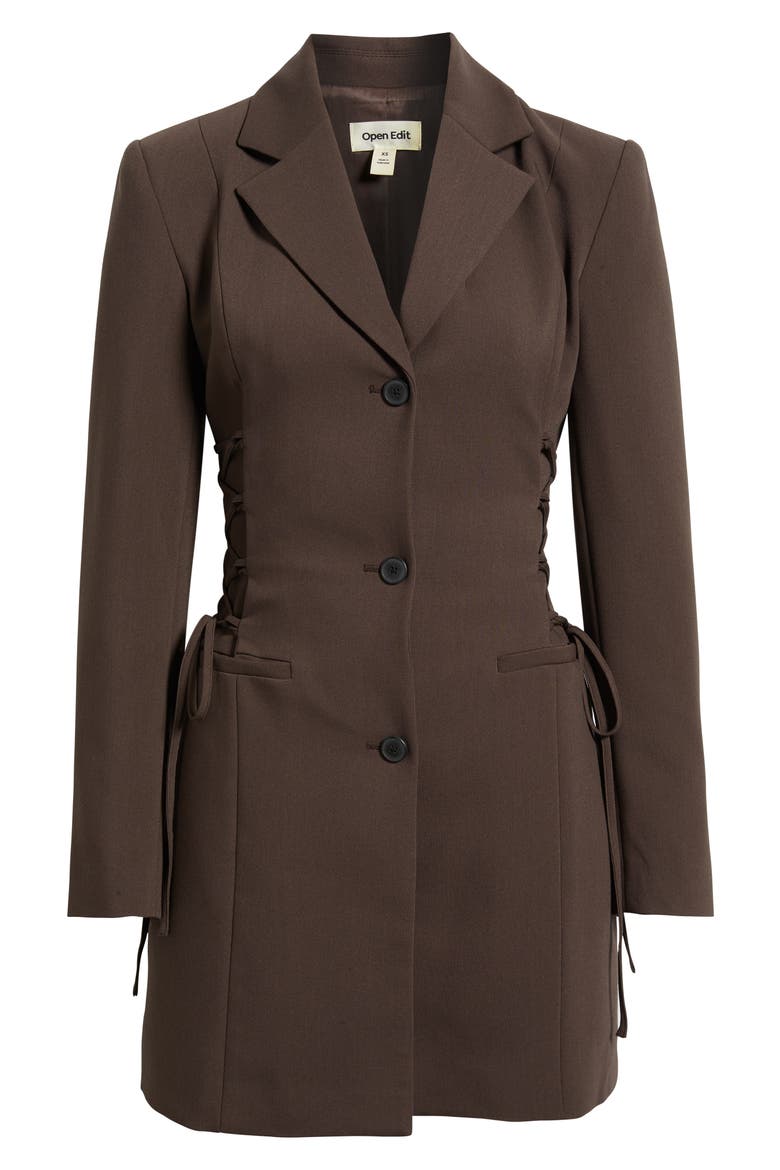 Corset Blazer Minidress, Alternate, color, BROWN SEAL