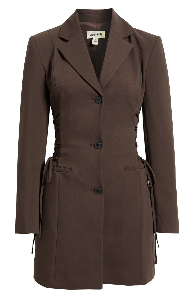Open Edit Corset Blazer Minidress, Alternate, color, Brown Seal