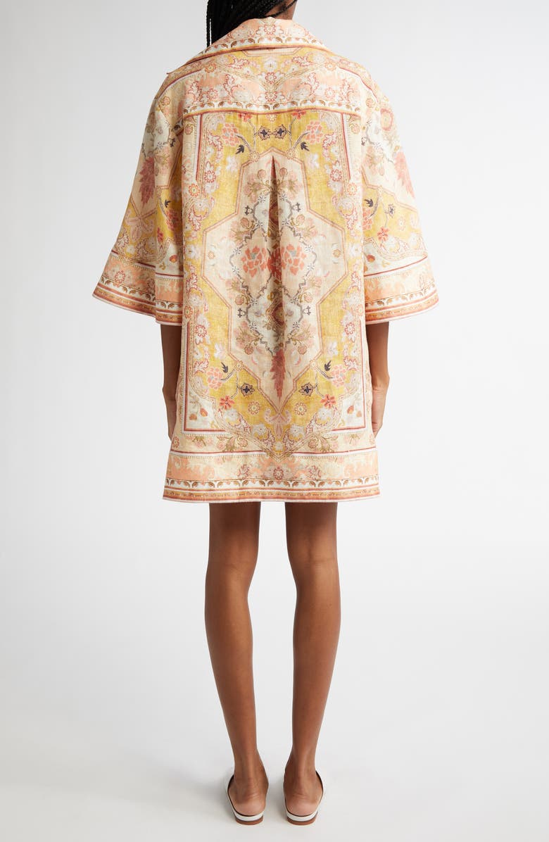 Zimmermann Wylie Print Linen Tunic Dress, Alternate, color, 