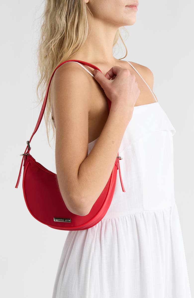 Madden Girl Crescent Shoulder Bag, Alternate, color, Cherry