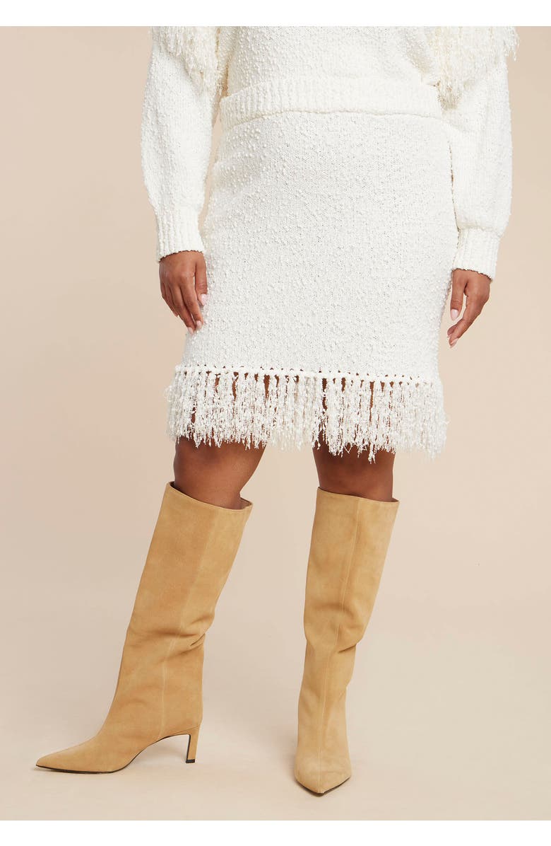 ELOQUII Looped Fringe Sweater Mini Skirt, Alternate, color, Jet Stream