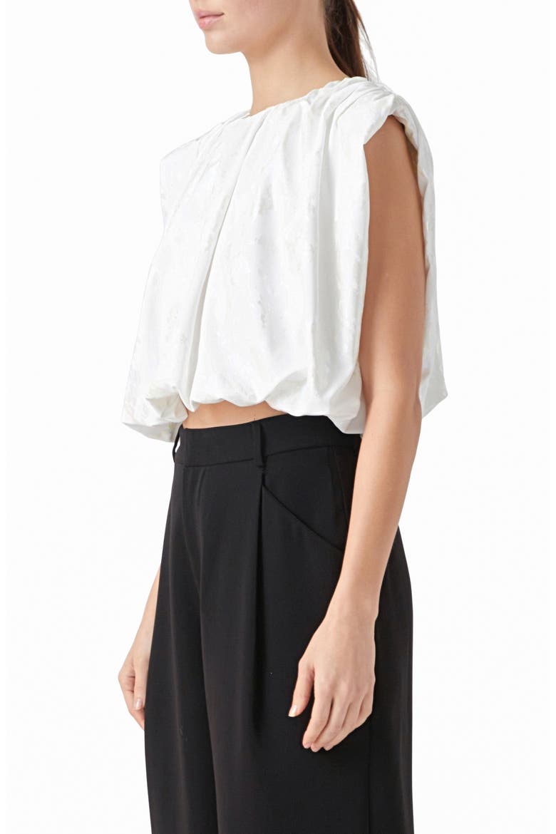 Foil Print Sleeveless Crop Top, Alternate, color, WHITE