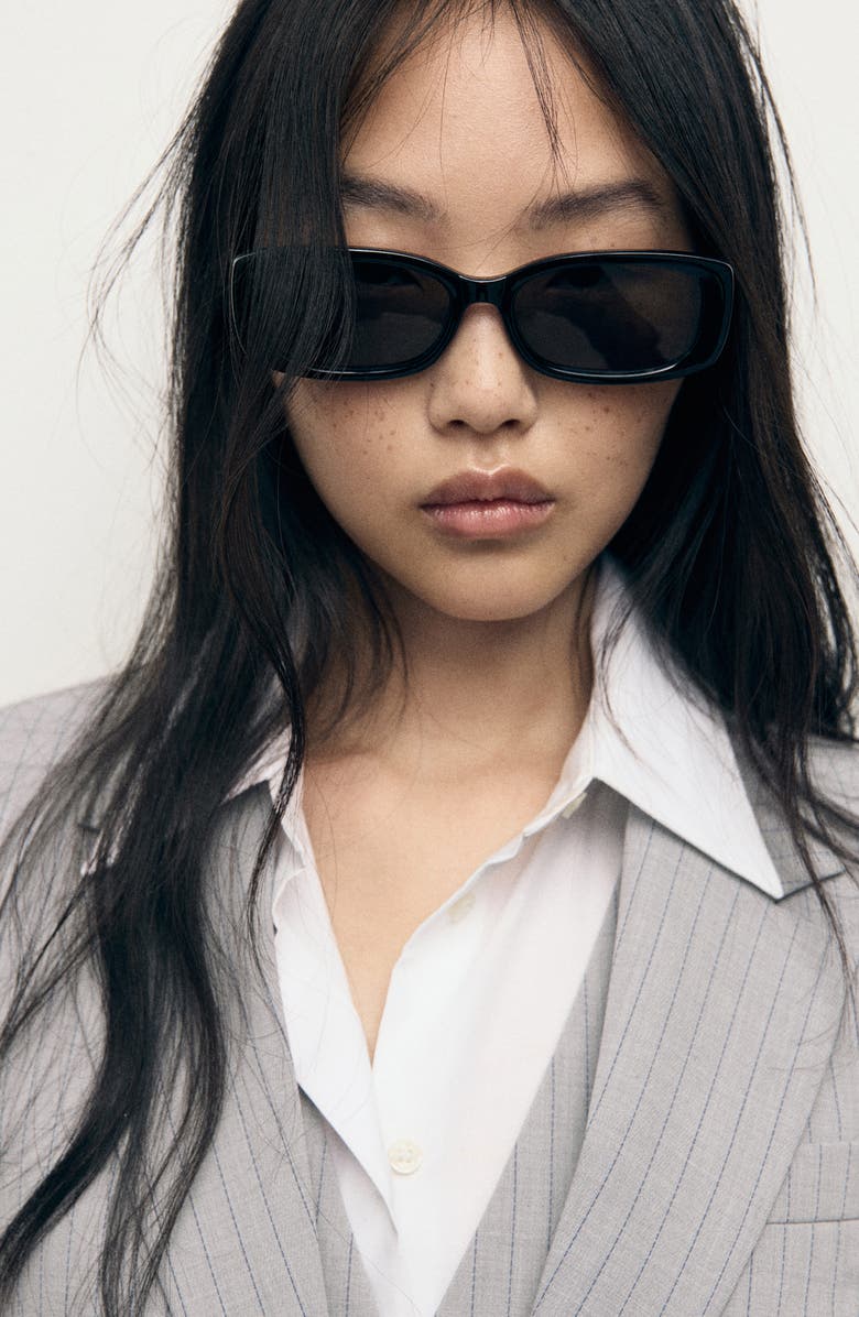 MANGO Pinstripe Suit Jacket, Alternate, color, Grey