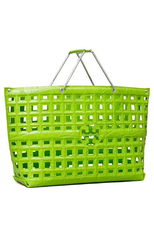 Tory Burch Ella Croc Embossed Leather Shopping Basket Tote