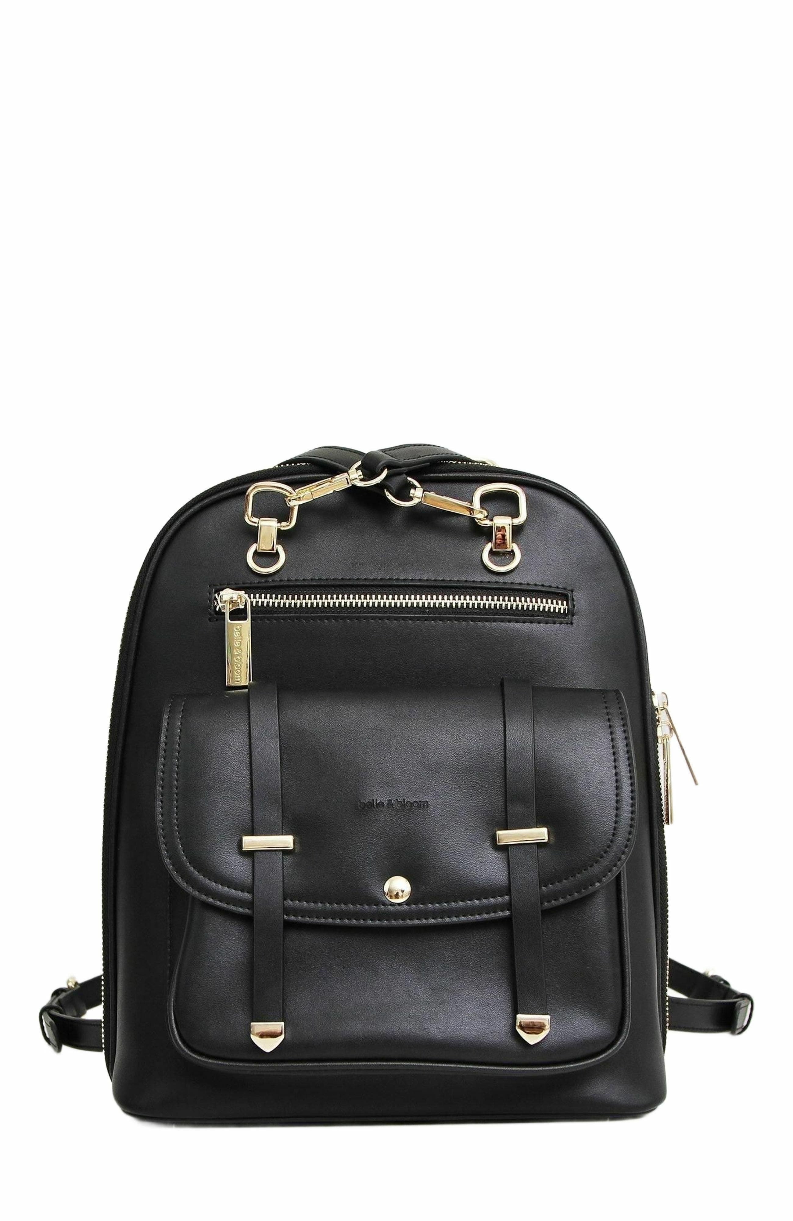Belle & Bloom 5th Ave Leather Backpack, Main, color, Black