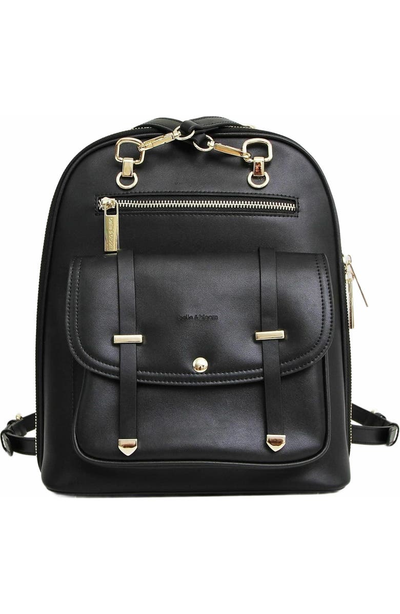Belle & Bloom 5th Ave Leather Backpack, Main, color, Black
