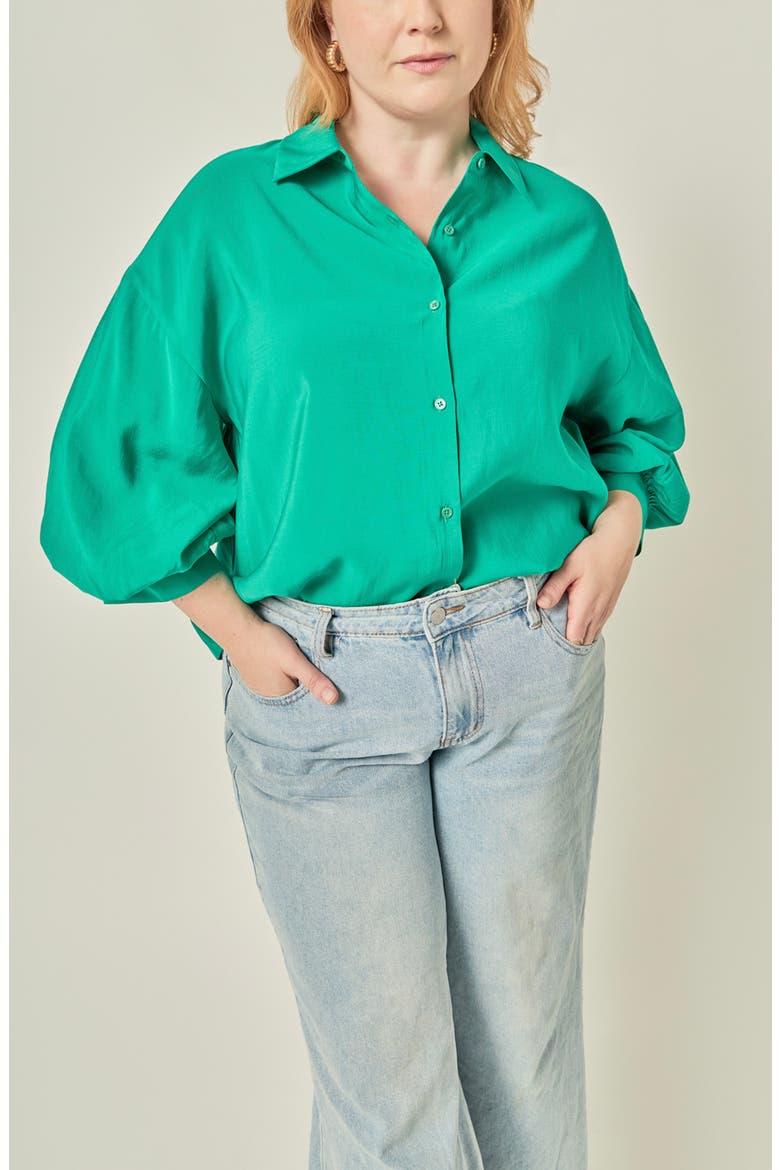 Balloon Sleeve Shirt, Alternate, color, KELLY GREEN