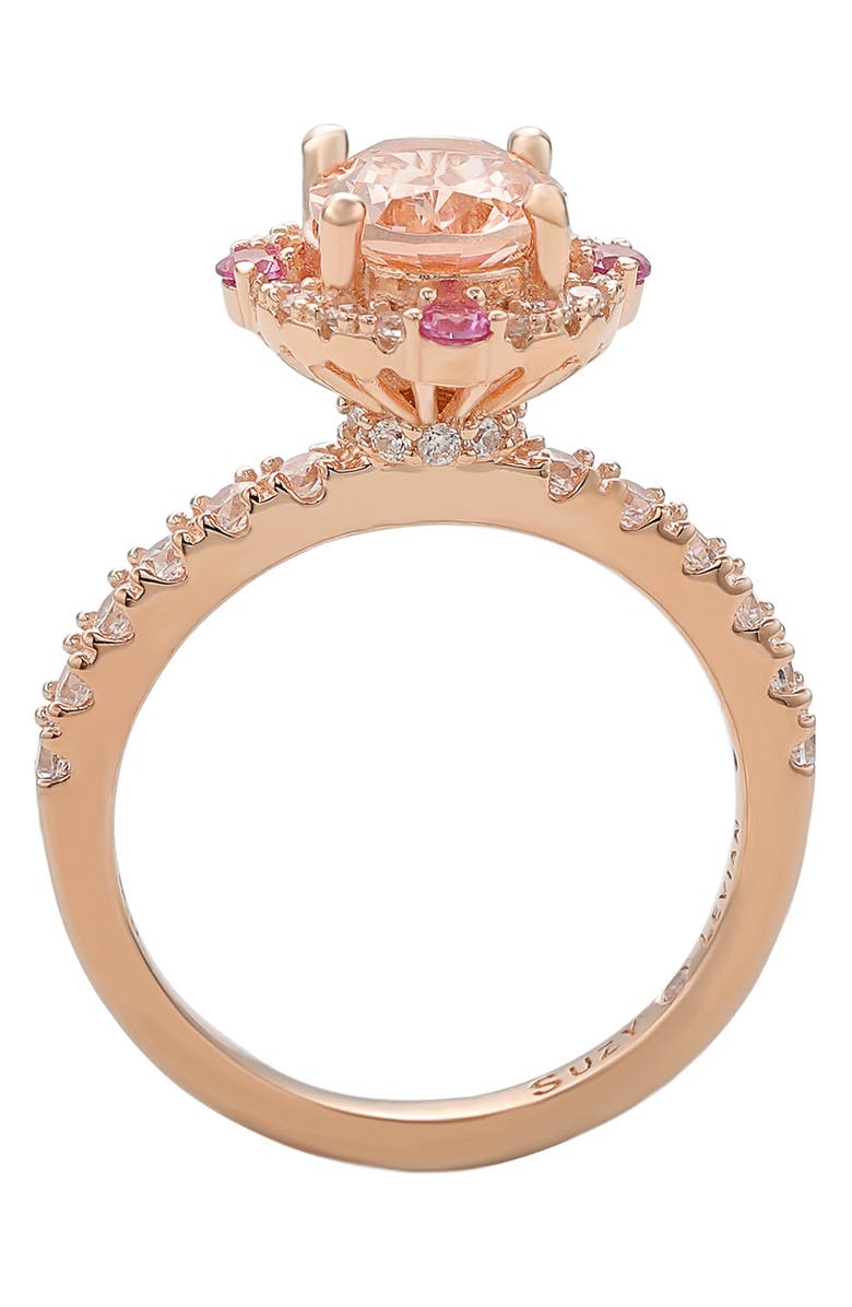 SUZY LEVIAN Rose Gold Sterling Silver Oval Cut CZ Halo Ring, Alternate, color,