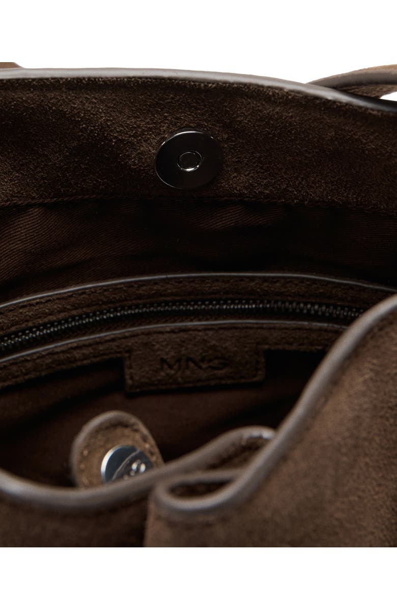 MANGO Suede Buckle Bucket Bag, Alternate, color,