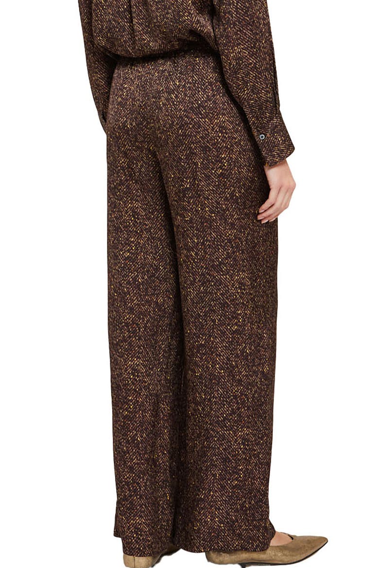 Printed Viscose Palazzo Trousers, Alternate, color, Brown