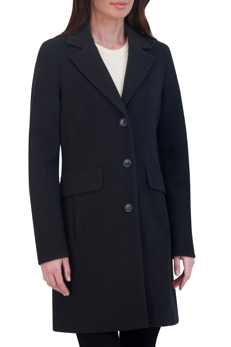 Water Resistant Notch Lapel Coat, Main, color, BLACK