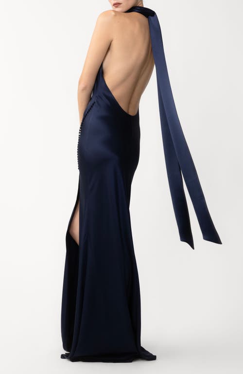 Sau Lee Penelope Satin Gown In Blue