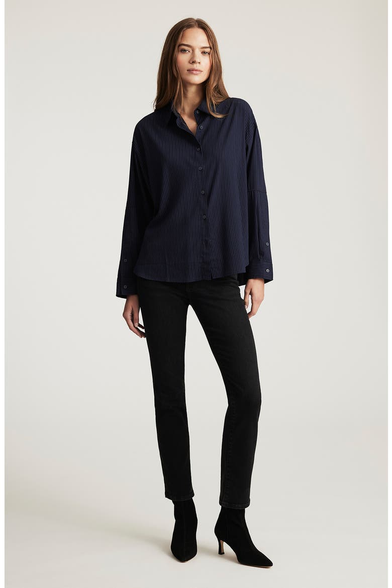 Kendra High Waist Straight Leg Jeans, Alternate, color, DARK SMOKE FLEX BLU
