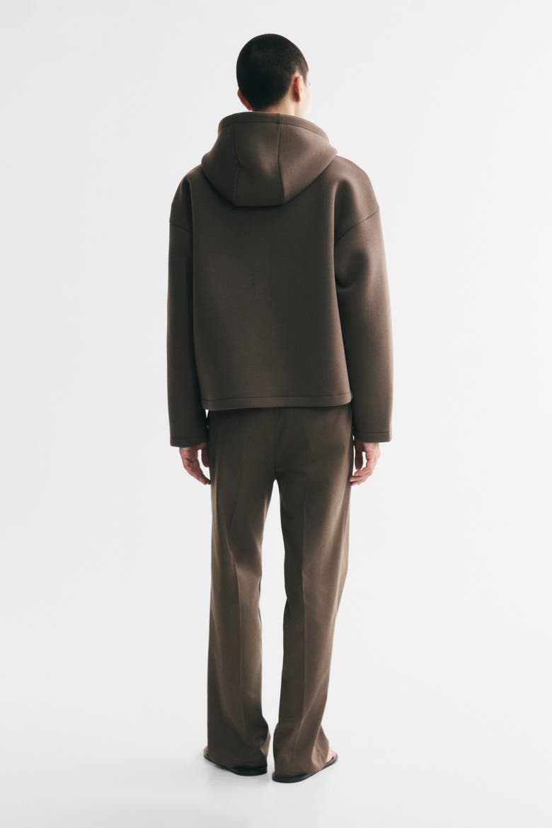 Oversized Scuba Knit Hooded Jacket, Alternate, color, Dark taupe