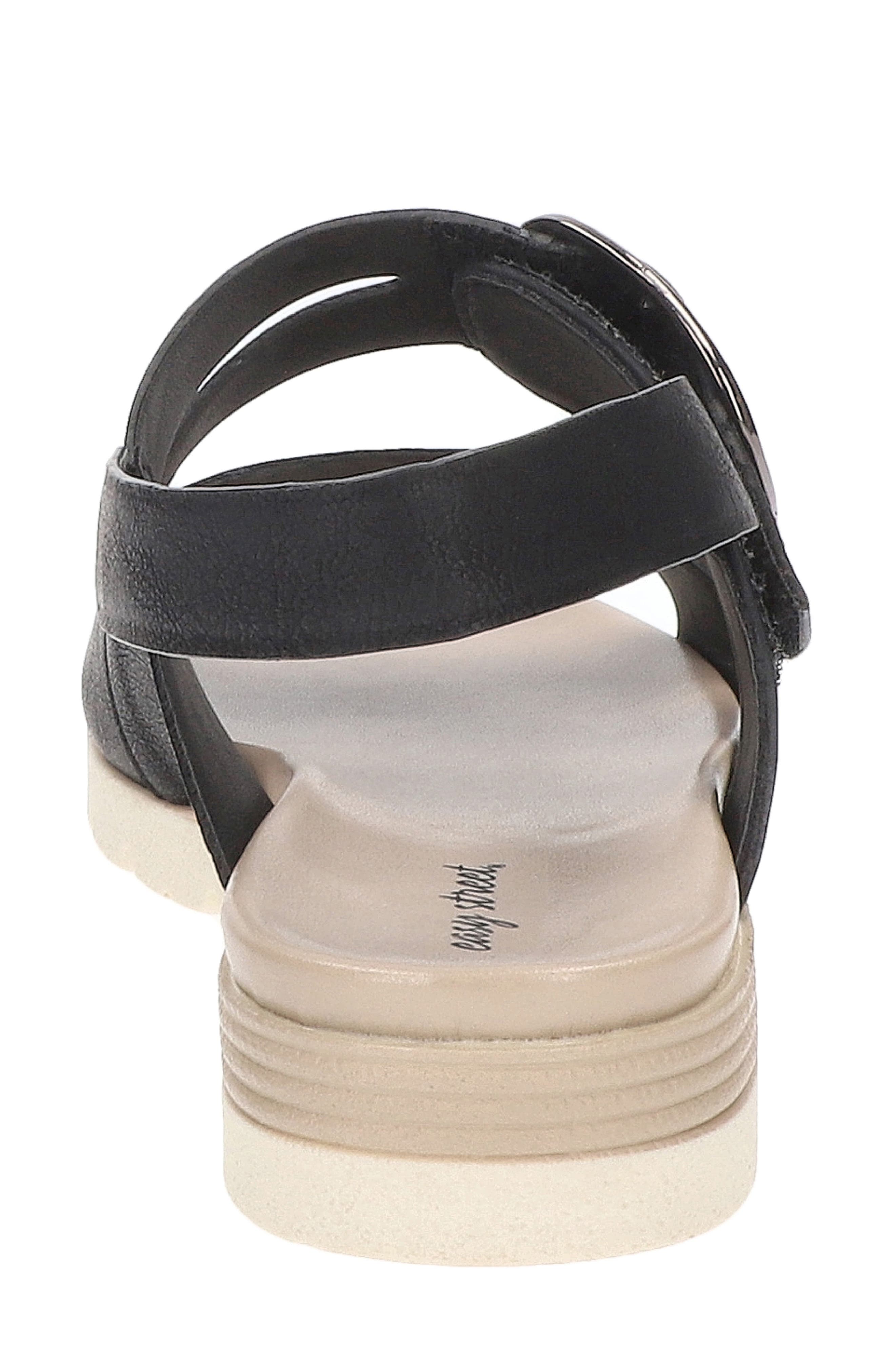 EASY STREET <p>Daydream Faux Leather Sandal (Women)</p>, Alternate, color, Black