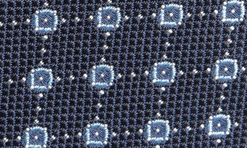 Hugo Boss Boss Geo Jacquard Silk Blend Tie In Dark Blue