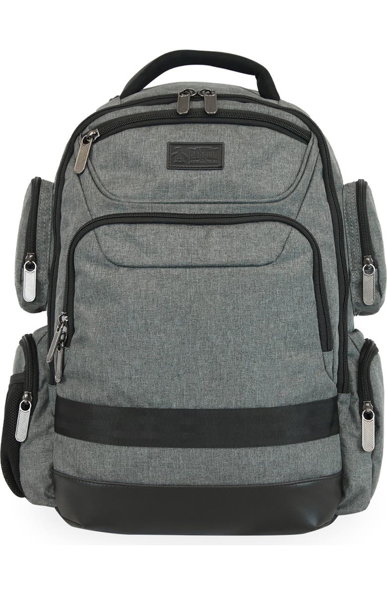 Original Penguin Luca Zip Pocket Backpack, Main, color, Grey Crosshatch