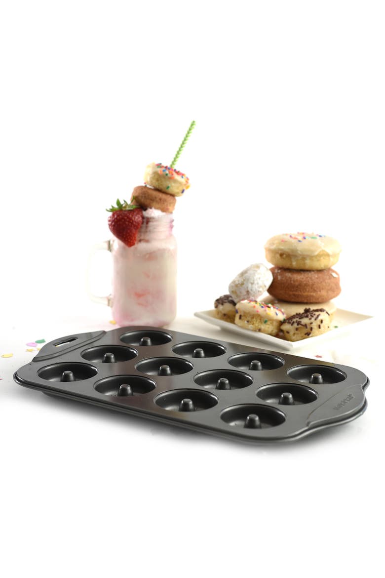Nonstick 12-Cavity Mini Donut Pan, Alternate, color, Black