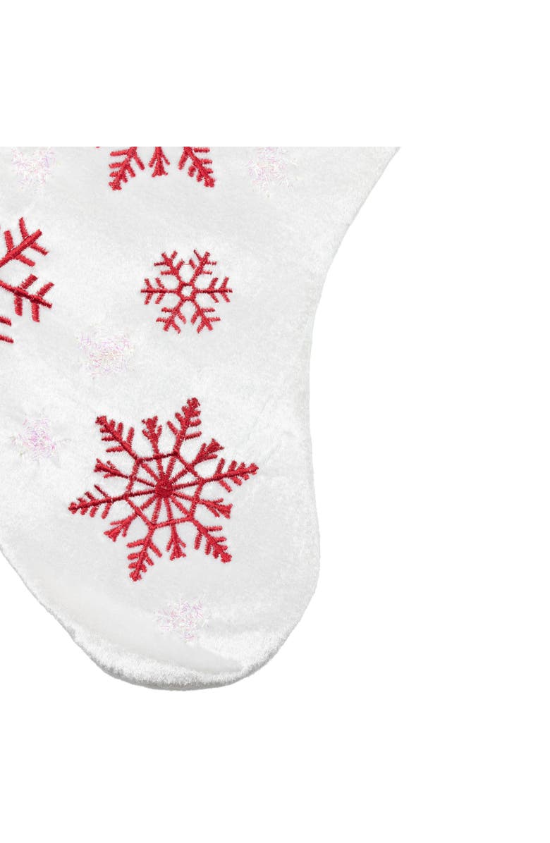 Northlight 19" Red and White Velvet Embroidered Snowflake Christmas Stocking, Alternate, color, 