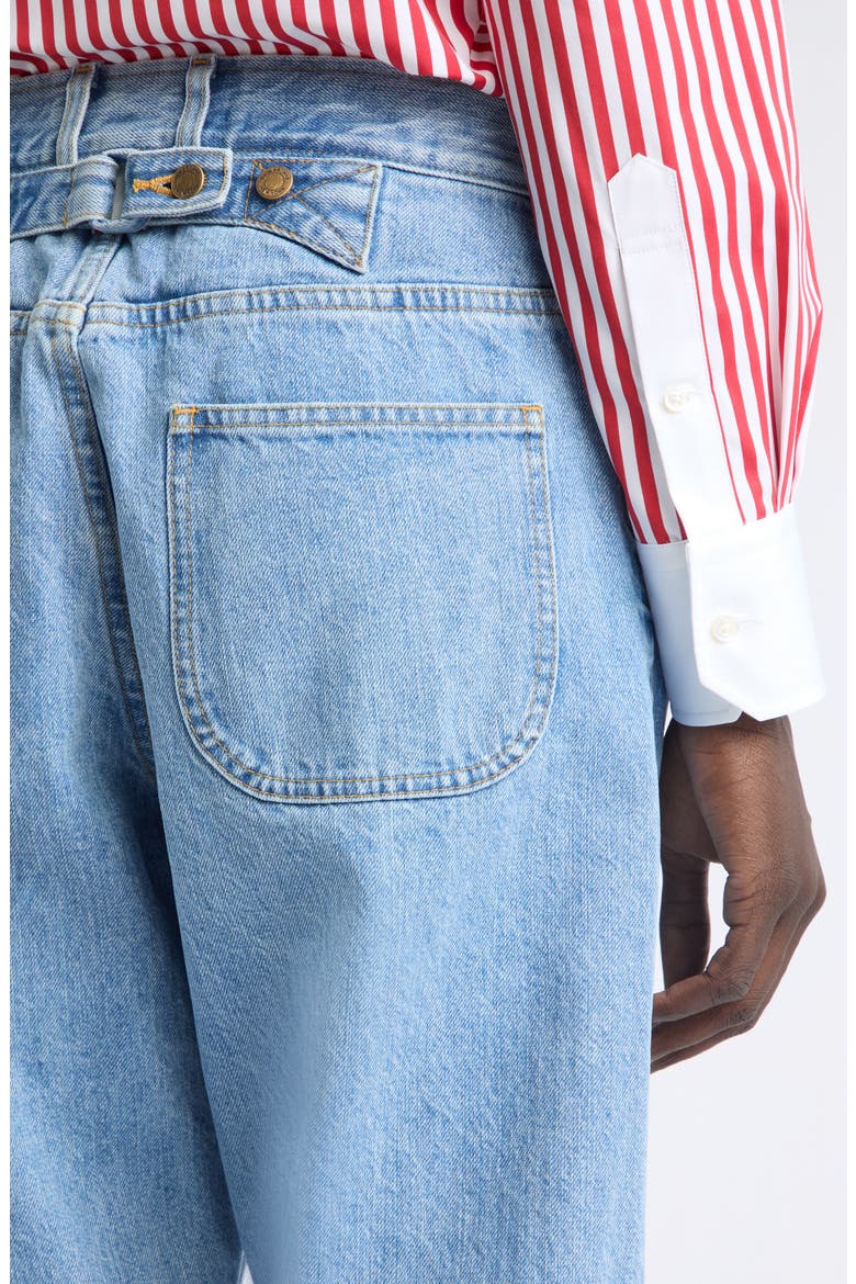 Backstrap Straight Leg Selvedge Denim Jeans, Alternate, color, LIGHT BLUE