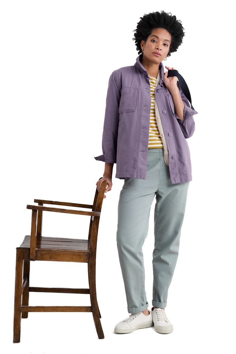Sailor Stripe Three-Quarter Sleeve Organic Cotton Top, Alternate, color, MINI CORNISH CHAMOMILE CHALK