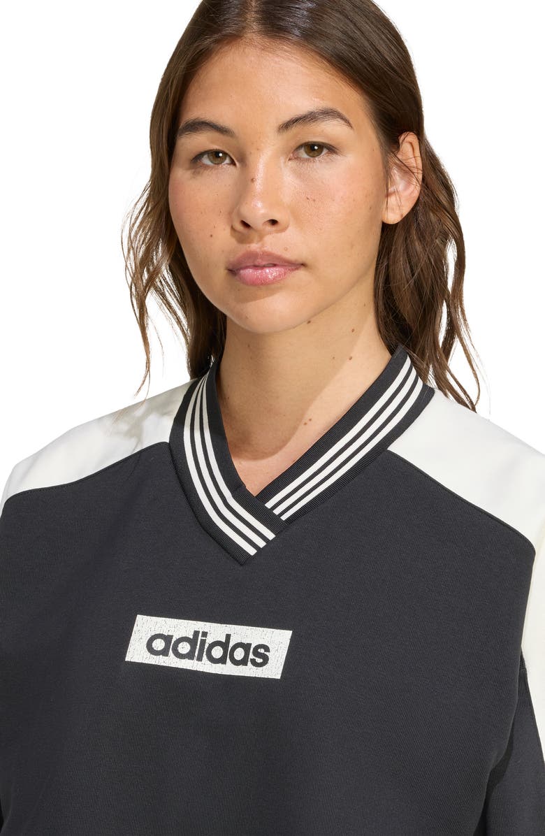 adidas Logo Cotton Blend Crop Sweatshirt, Alternate, color, 