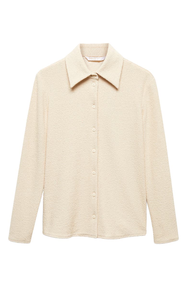 MANGO Textured Knit Button-Up Shirt, Alternate, color, 